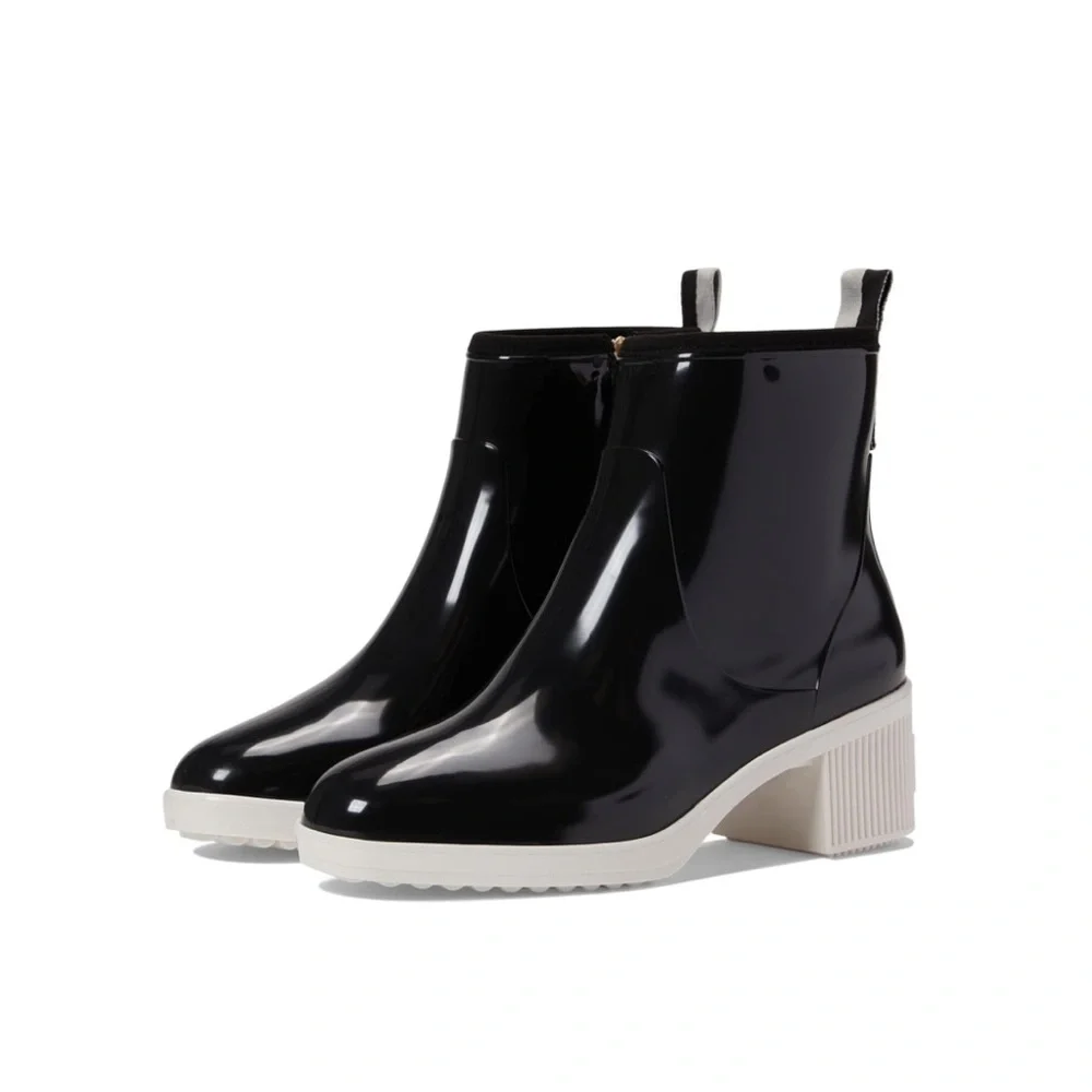 KATE SPADE Puddle Rain Boots Black White Sole Size 10 NWT